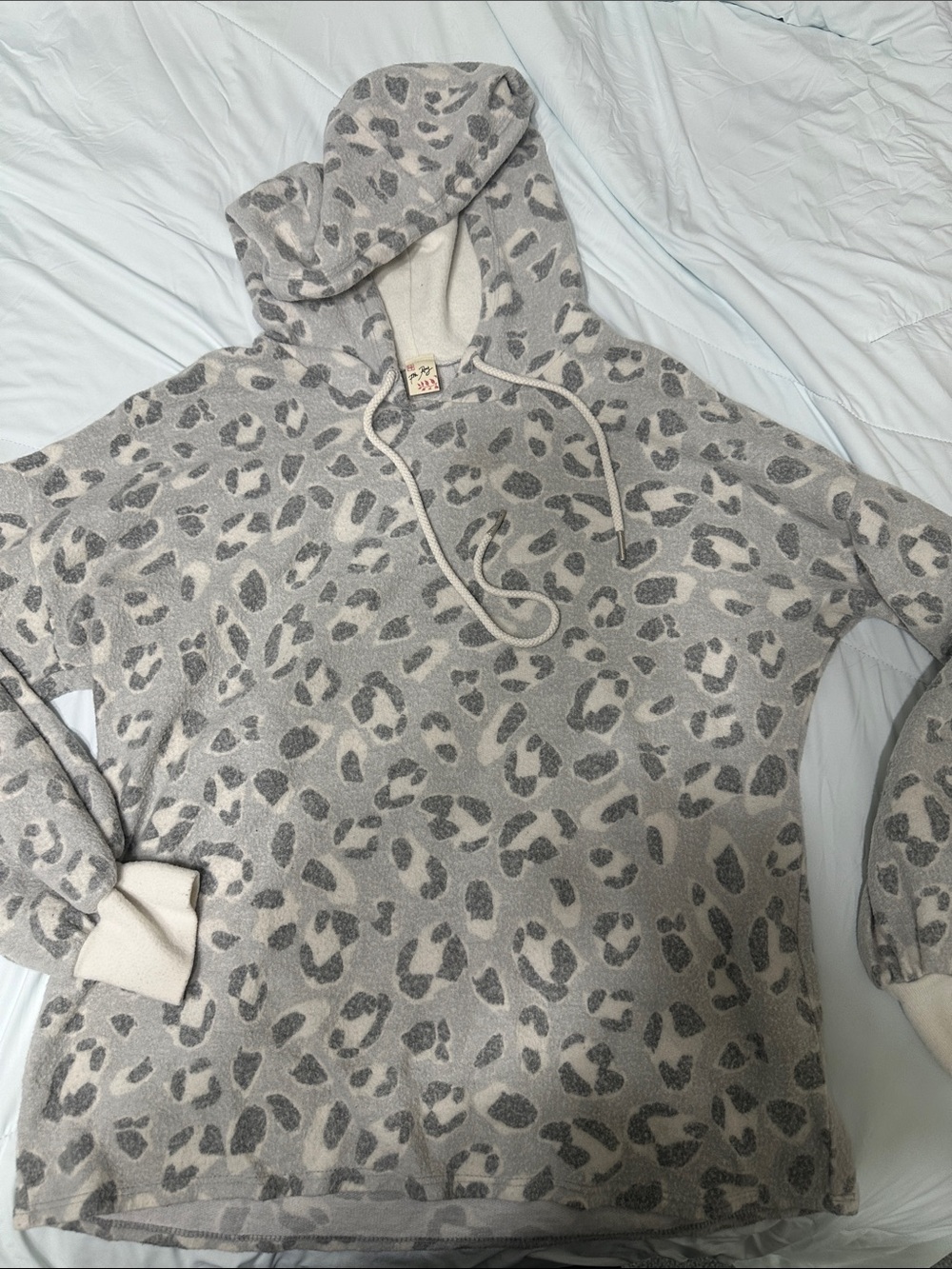 7th Ray Gray Leopard Print Hoodie